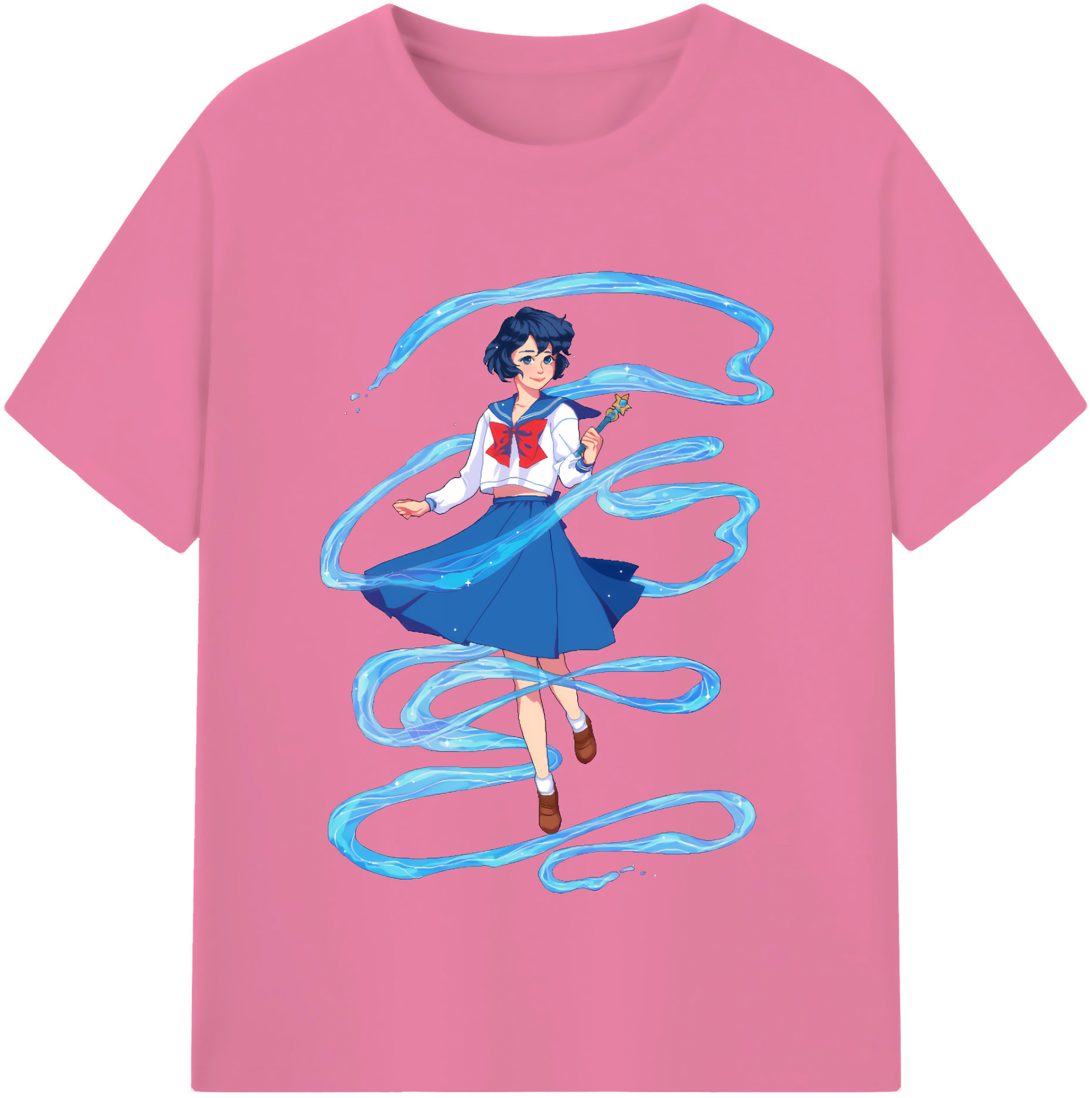 （画像用） 美少女戦士セーラームーン 水野 亜美 みずの あみ Sailor Moon Mizuno Ami 綿100％半袖Tシャツ（フロントプリント）